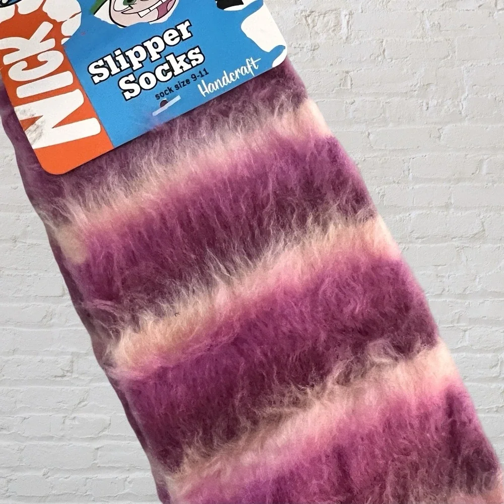 Nickelodeon The Fairly OddParents Slipper Socks Girls 9-11‎ Pink Fuzzy Timmy NWT